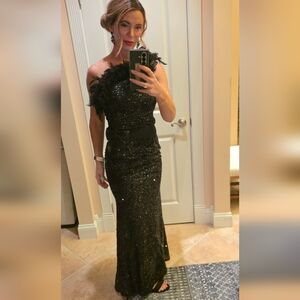 Elegant Black Sequin Evening Gown